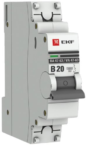 Выключатель автоматический EKF PROxima ВА47-63 1п 20А B 6кА картинка